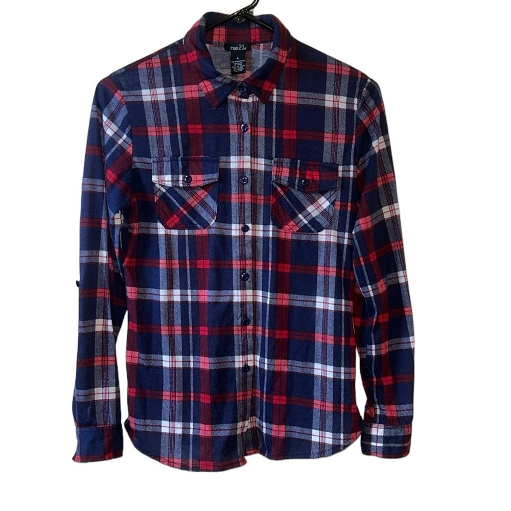 RUE21 Lightweight Red, Blue, White Flannel Shirt